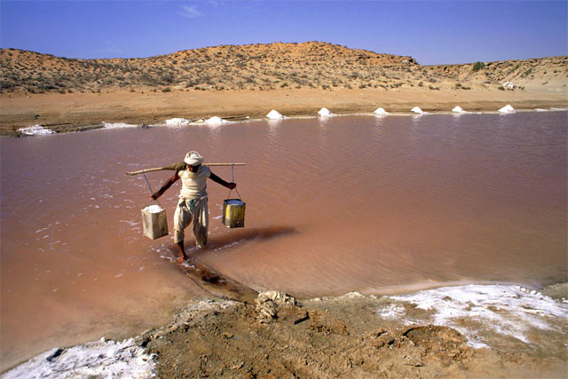 Recogiendo sal en Irán